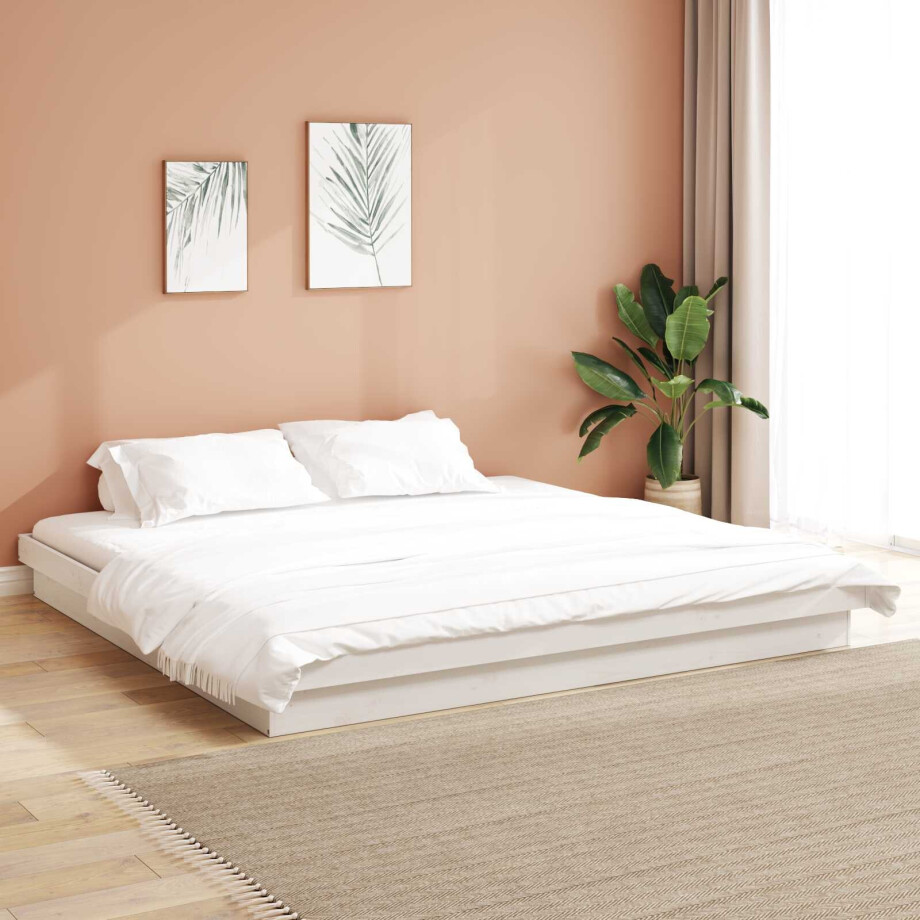 vidaXL Bedframe Wit 200 x 200 cm Massief grenenhout afbeelding 1