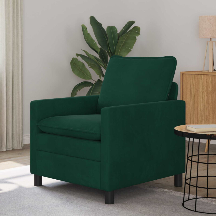 vidaXL Bank Donkergroen 76 x 81 x 87,5 cm Fluweel afbeelding 1
