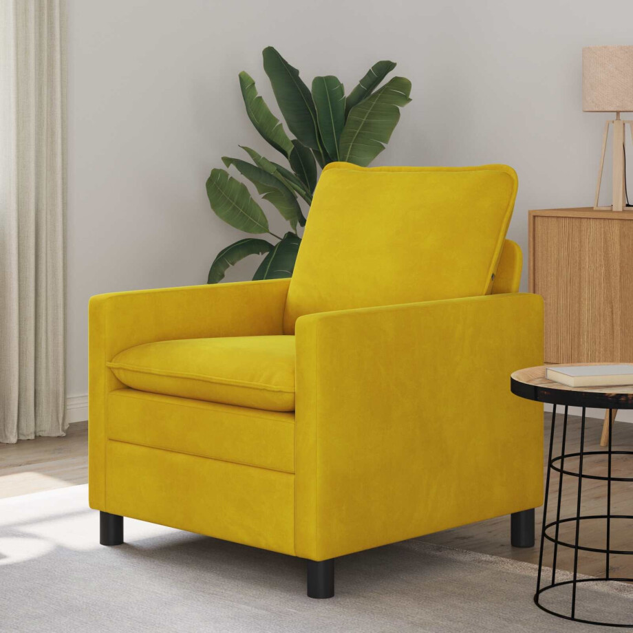 vidaXL Bank Geel 76 x 81 x 87,5 cm Fluweel vidaXL Bank Geel 76 x 81 x 87,5 cm Fluweel afbeelding 1