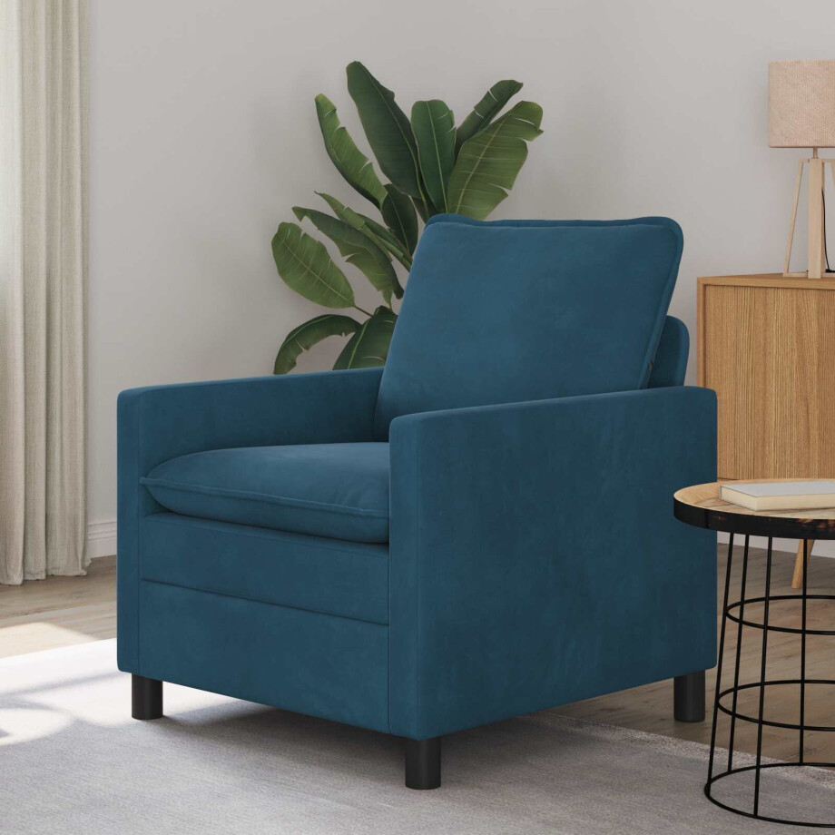 vidaXL Bank Blauw 76 x 81 x 87,5 cm Fluweel vidaXL Bank Blauw 76 x 81 x 87,5 cm Fluweel afbeelding 1