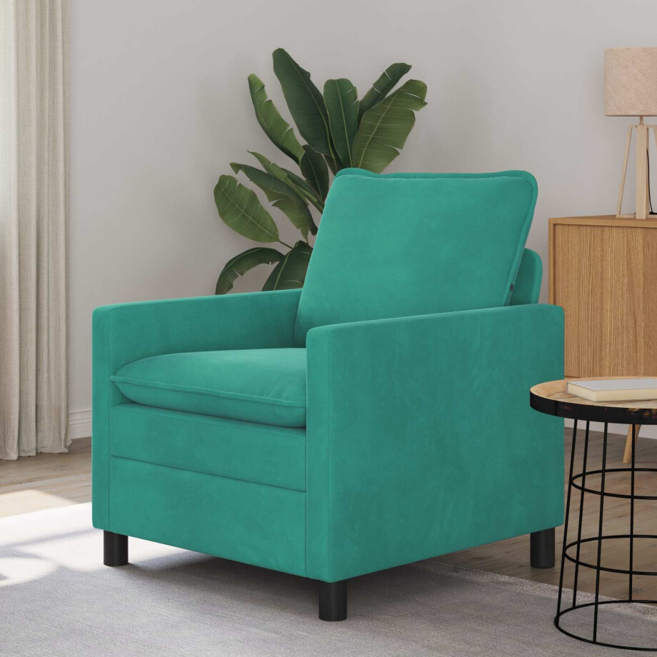 vidaXL Bank Turquoise 76 x 81 x 87,5 cm Fluweel afbeelding 1