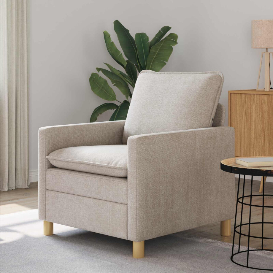 vidaXL Bank Crèmekleurig 76 x 81 x 87,5 cm Polyester afbeelding 1