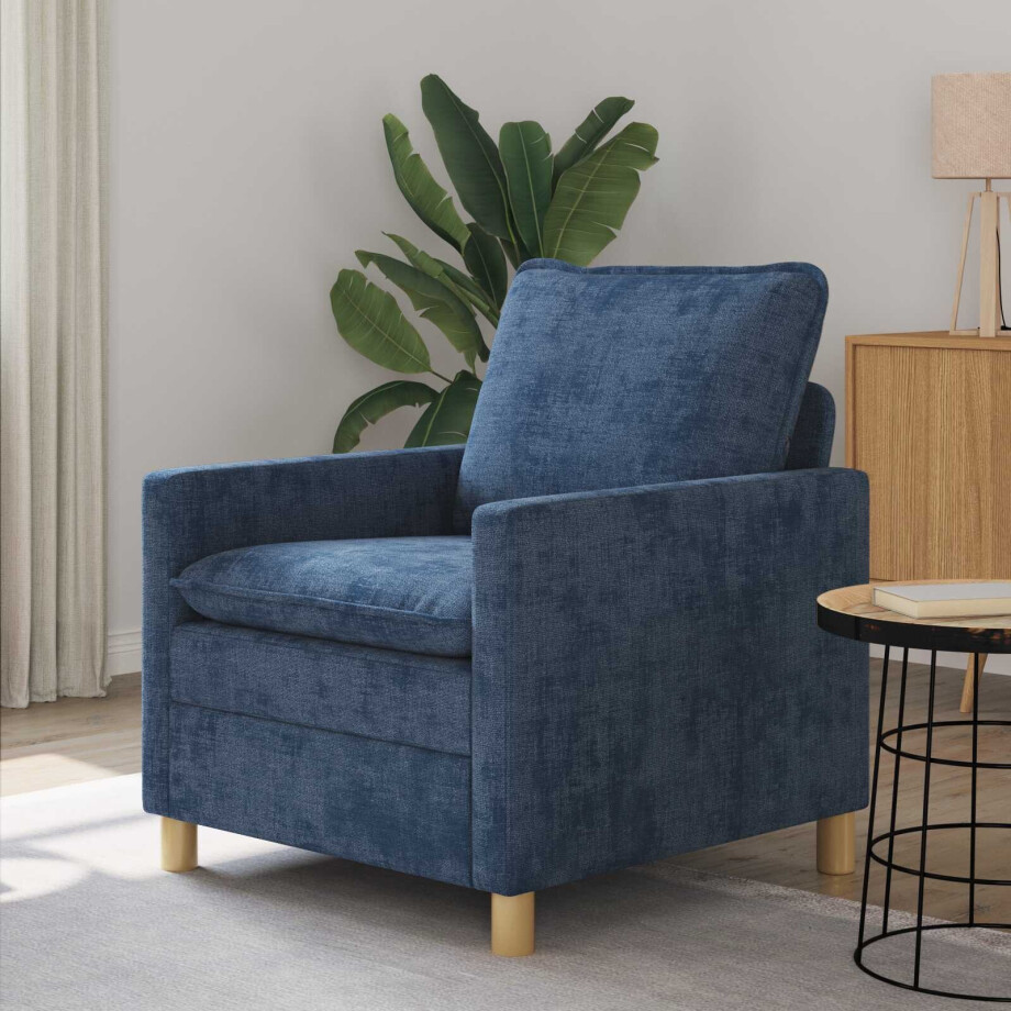 vidaXL Bank Blauw 76 x 81 x 87,5 cm Polyester vidaXL Bank Blauw 76 x 81 x 87,5 cm Polyester afbeelding 1