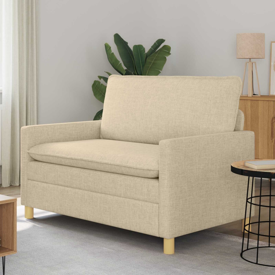 vidaXL Bank Crèmekleurig 126 x 81 x 87,5 cm Stof afbeelding 1