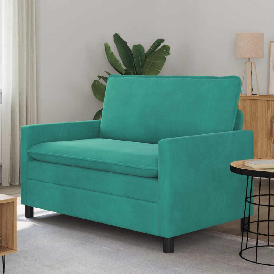 vidaXL Bank Turquoise 126 x 81 x 87,5 cm Fluweel afbeelding 1