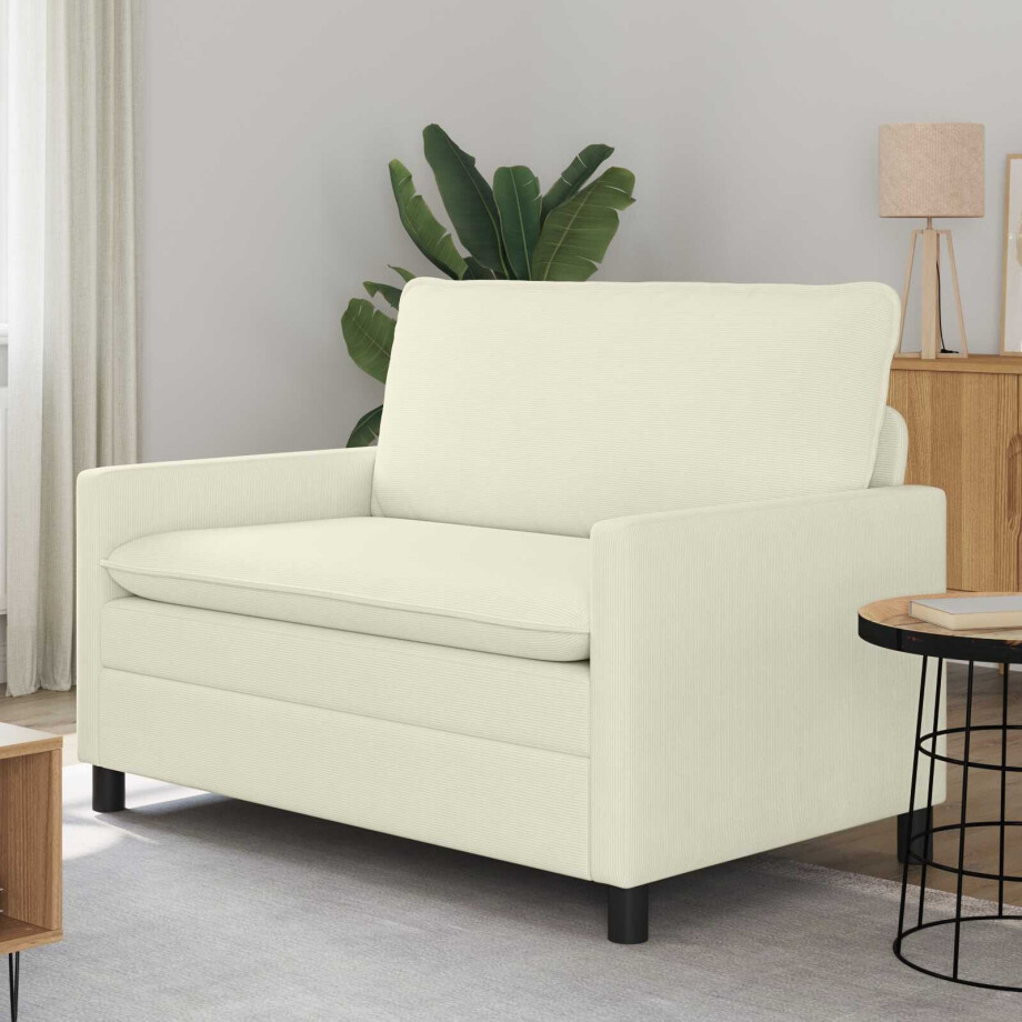 vidaXL Bank Crèmekleurig 126 x 81 x 87,5 cm Stof vidaXL Bank Crèmekleurig 126 x 81 x 87,5 cm Stof afbeelding 1