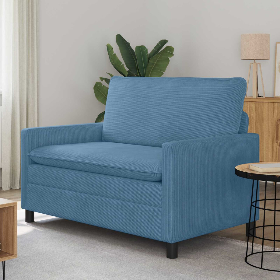 vidaXL Bank Blauw 126 x 81 x 87,5 cm Stof vidaXL Bank Blauw 126 x 81 x 87,5 cm Stof afbeelding 1