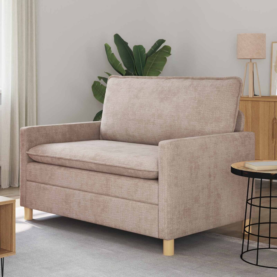 vidaXL Bank Beige 126 x 81 x 87,5 cm Polyester afbeelding 1