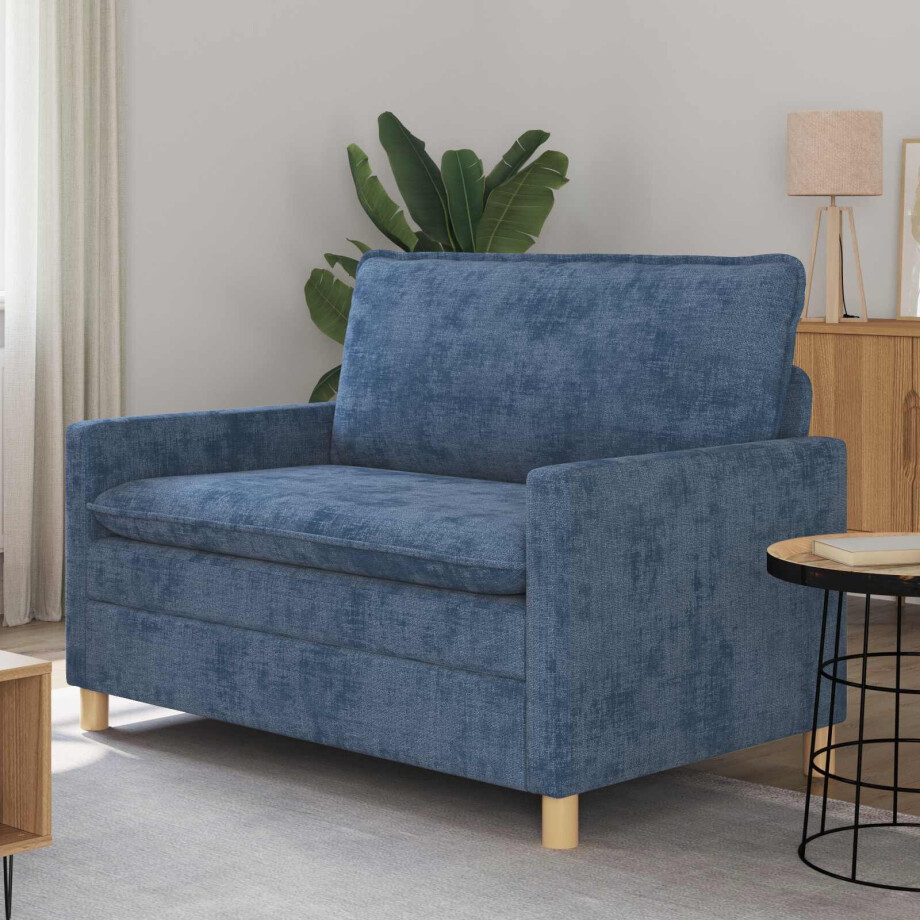 vidaXL Bank Blauw 126 x 81 x 87,5 cm Polyester vidaXL Bank Blauw 126 x 81 x 87,5 cm Polyester afbeelding 1