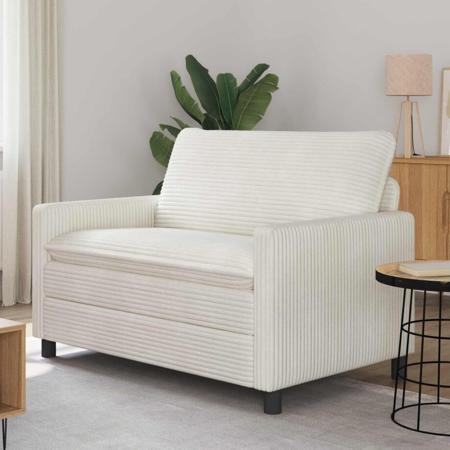 vidaXL Bank Crèmekleurig 126 x 81 x 87,5 cm Polyester afbeelding 1