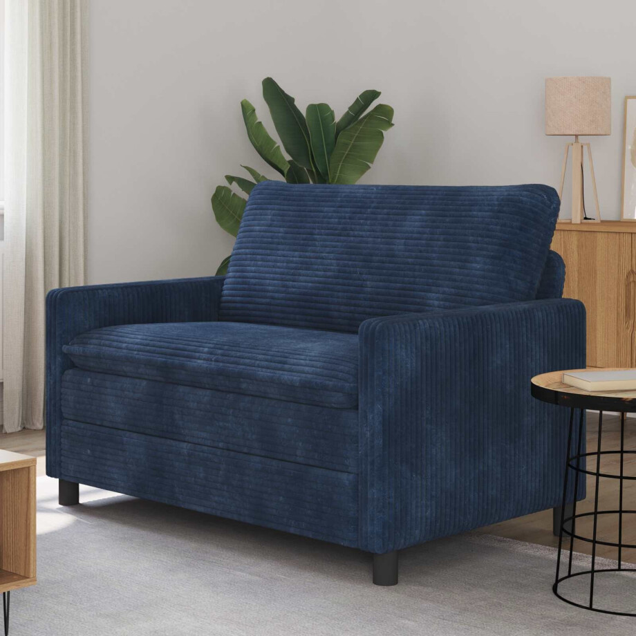 vidaXL Bank Marineblauw 126 x 81 x 87,5 cm Polyester vidaXL Bank Marineblauw 126 x 81 x 87,5 cm Polyester afbeelding 1