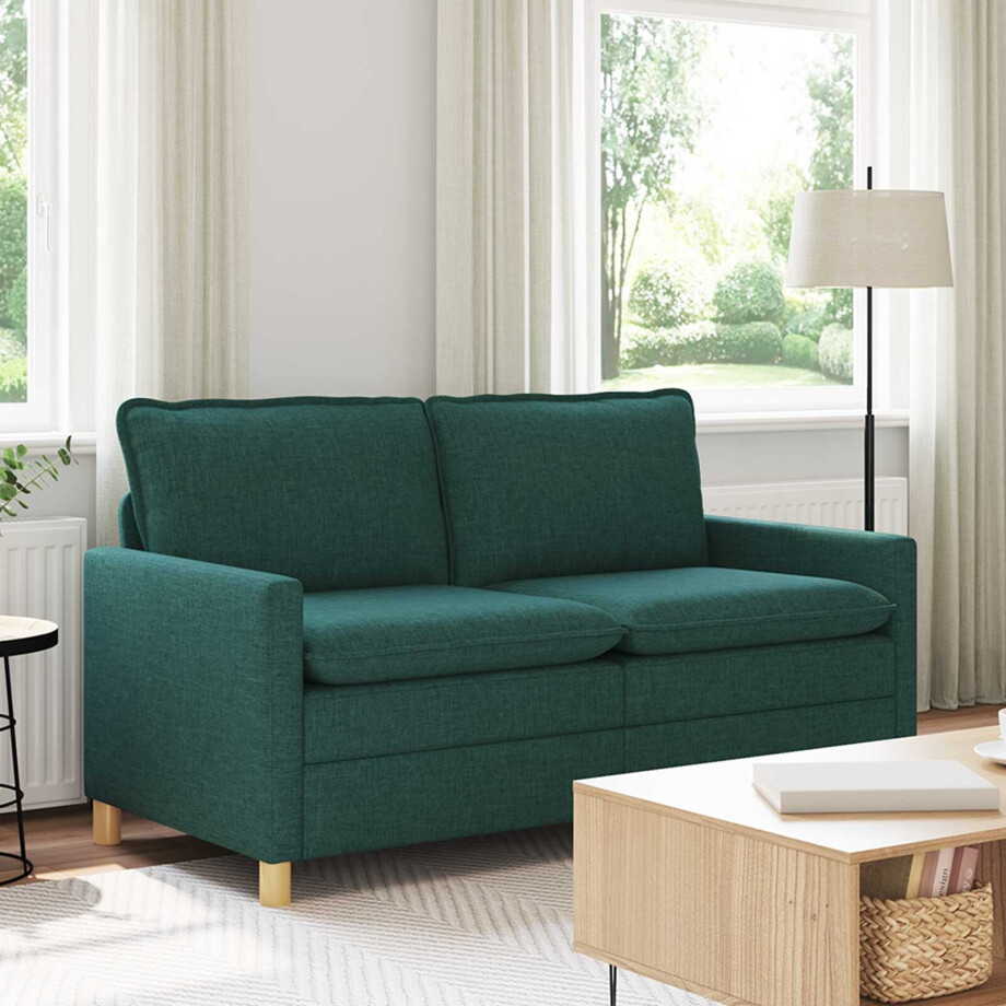 vidaXL Bank Donkergroen 156 x 81 x 87,5 cm Stof afbeelding 1