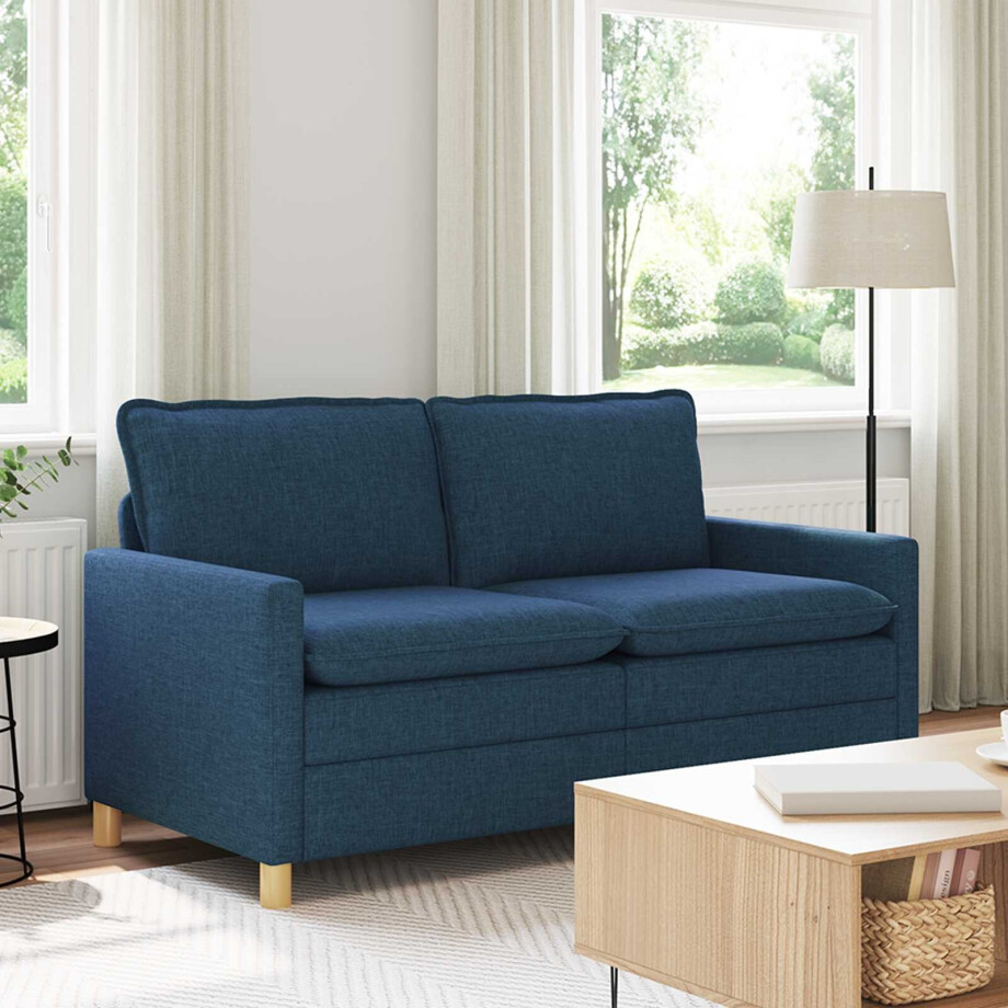 vidaXL Bank Blauw 156 x 81 x 87,5 cm Stof vidaXL Bank Blauw 156 x 81 x 87,5 cm Stof afbeelding 1