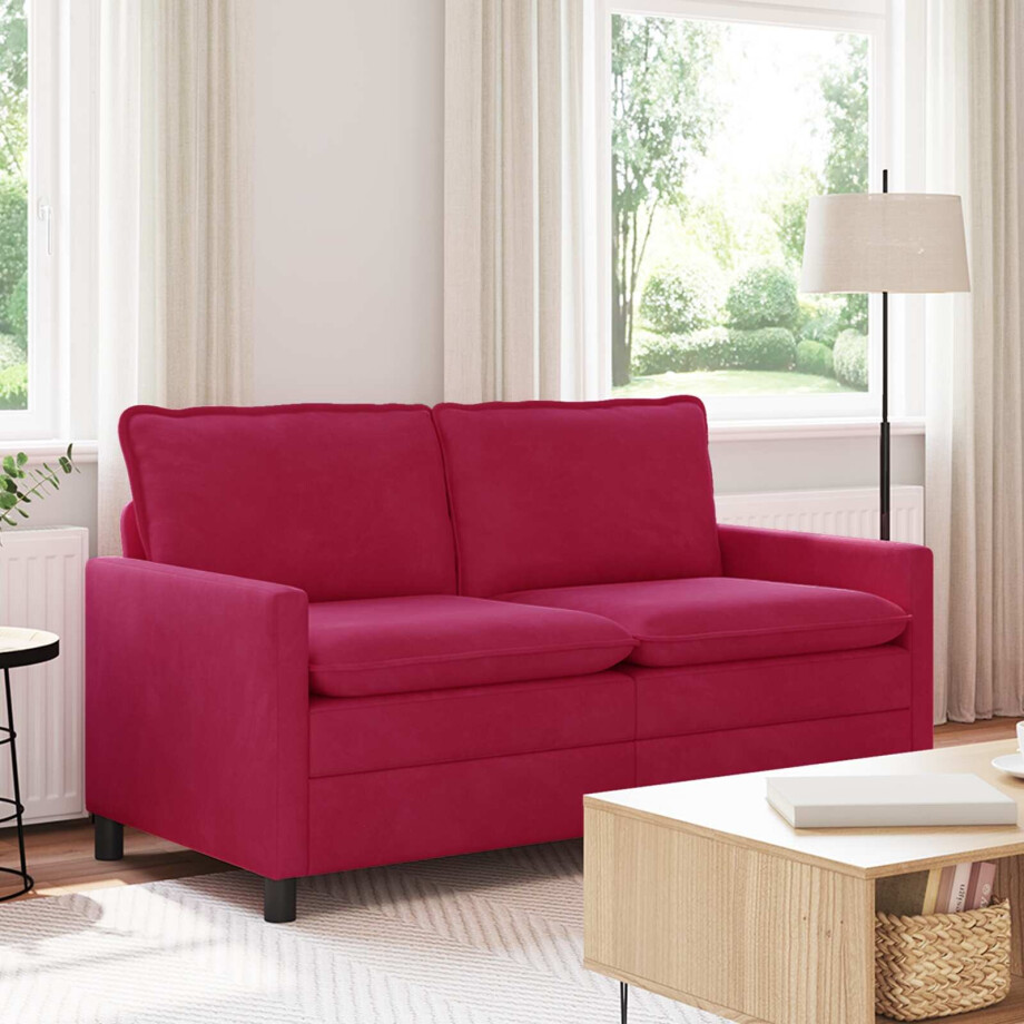 vidaXL Bank Wijnrood 156 x 81 x 87,5 cm Fluweel afbeelding 1