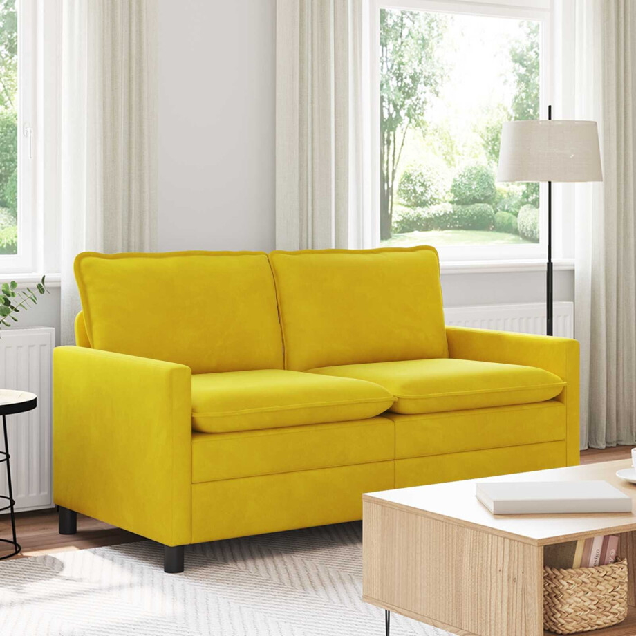 vidaXL Bank Geel 156 x 81 x 87,5 cm Fluweel afbeelding 1