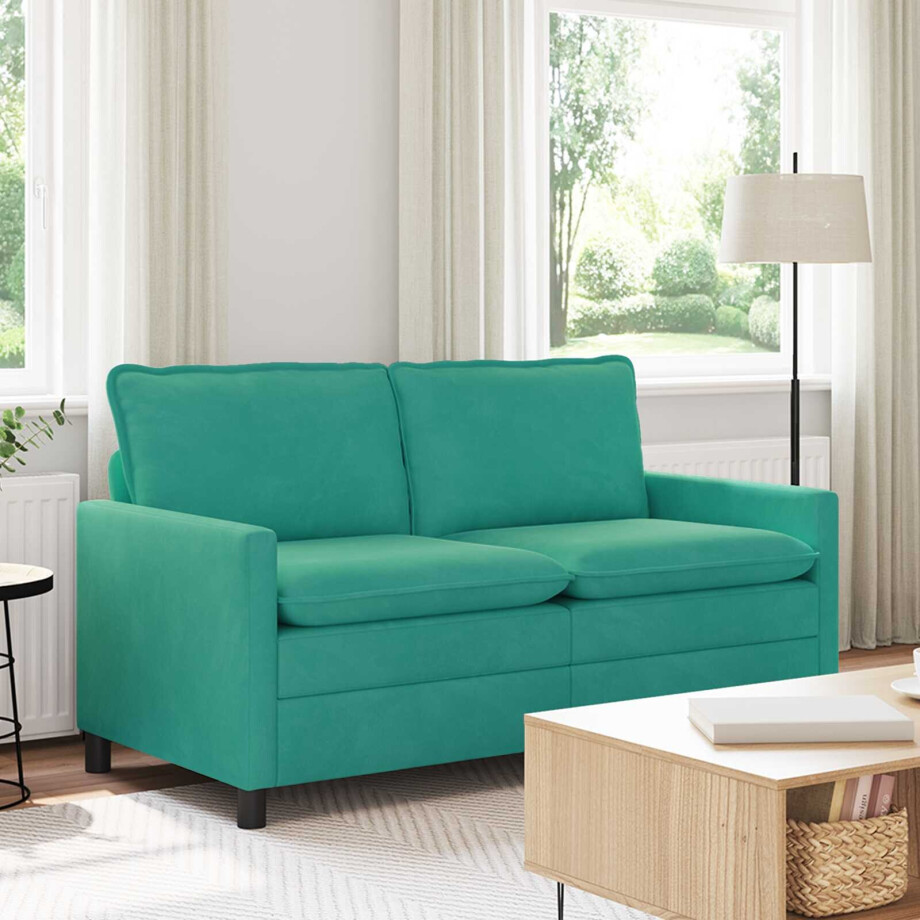 vidaXL Bank Turquoise 156 x 81 x 87,5 cm Fluweel afbeelding 1