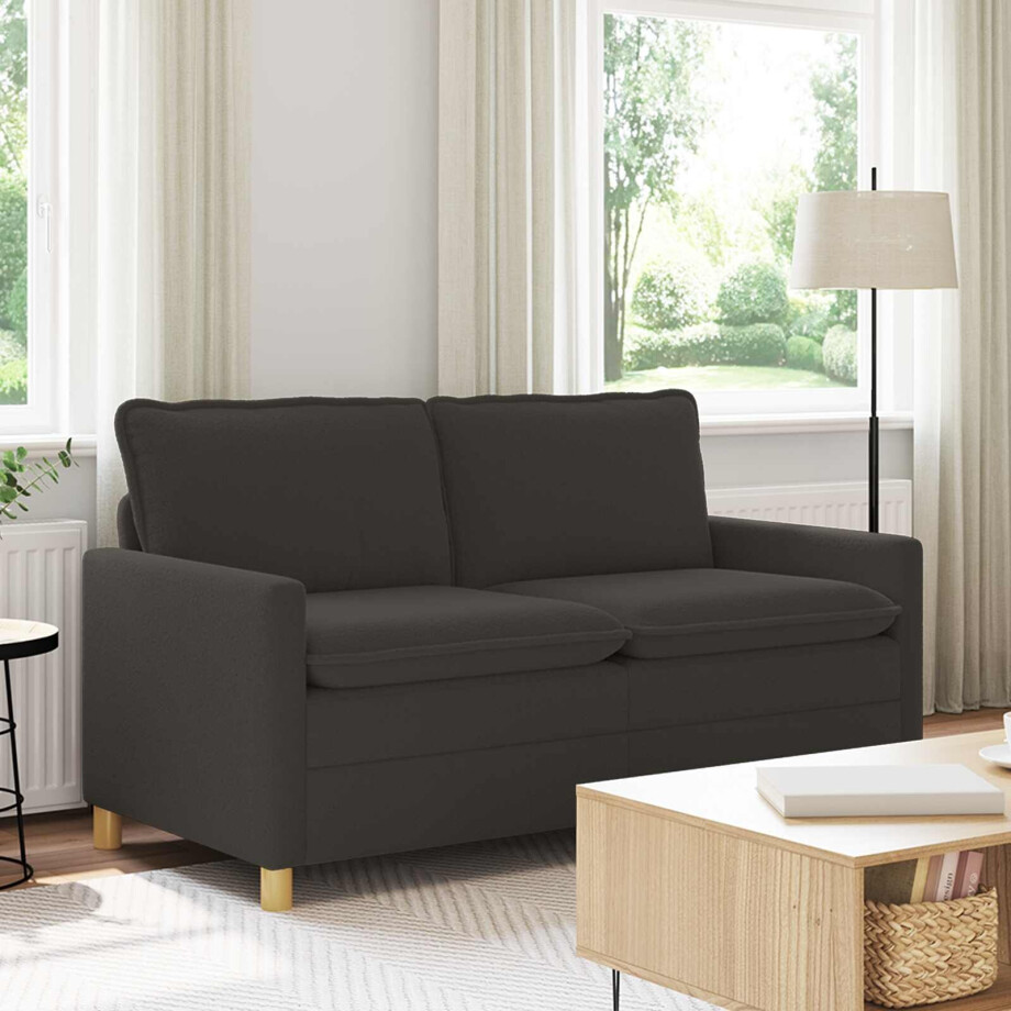 vidaXL Bank Donkergrijs 156 x 81 x 87,5 cm Stof afbeelding 1