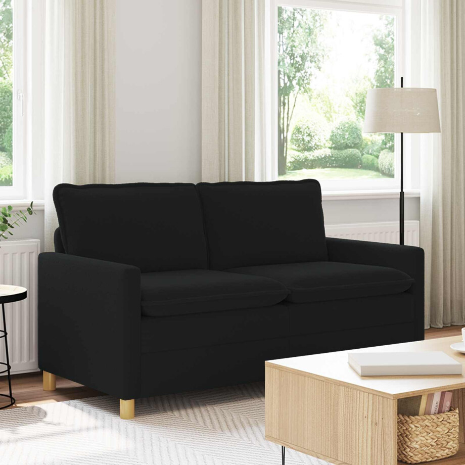 vidaXL Bank Zwart 156 x 81 x 87,5 cm Stof afbeelding 1