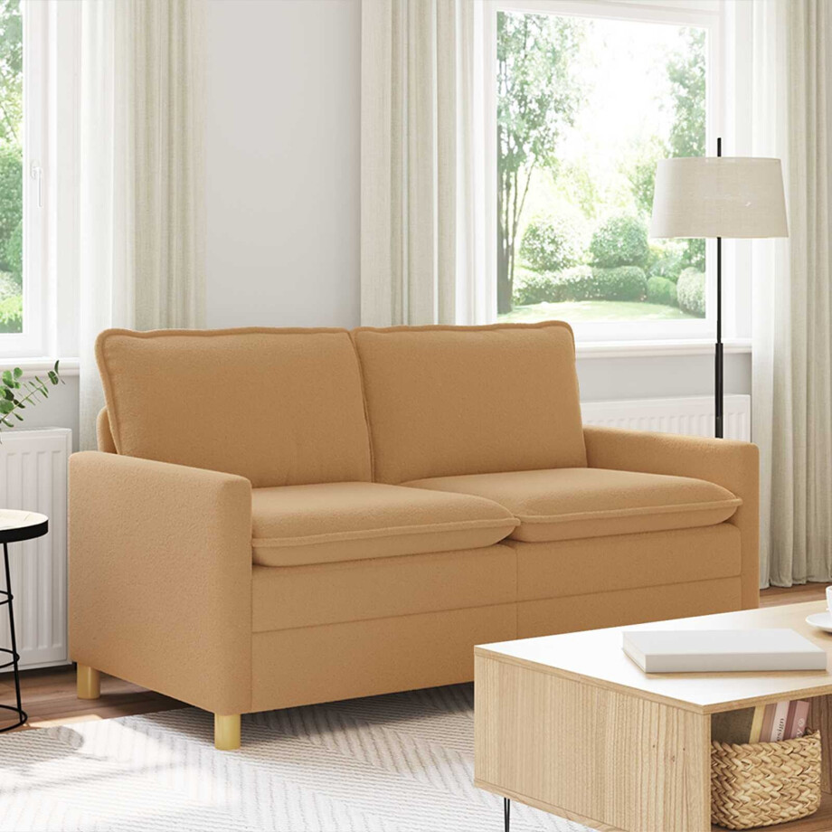 vidaXL Bank Beige 156 x 81 x 87,5 cm Stof afbeelding 1