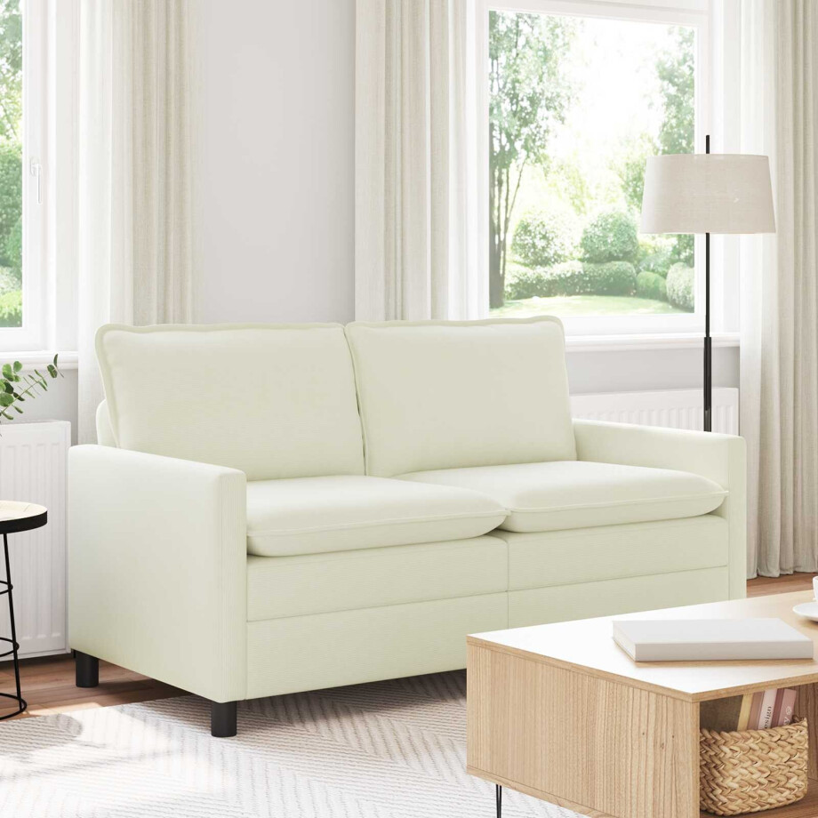vidaXL Bank Crèmekleurig 156 x 81 x 87,5 cm Stof afbeelding 1