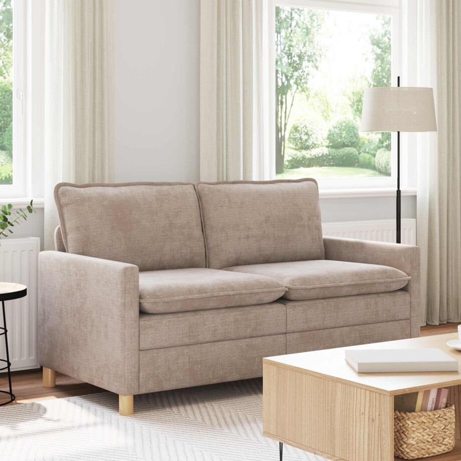 vidaXL Bank Beige 156 x 81 x 87,5 cm Polyester afbeelding 1
