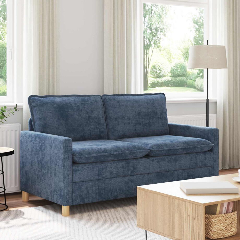 vidaXL Bank Blauw 156 x 81 x 87,5 cm Polyester vidaXL Bank Blauw 156 x 81 x 87,5 cm Polyester afbeelding 1