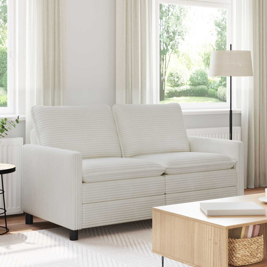 vidaXL Bank Crèmekleurig 156 x 81 x 87,5 cm Polyester afbeelding 1