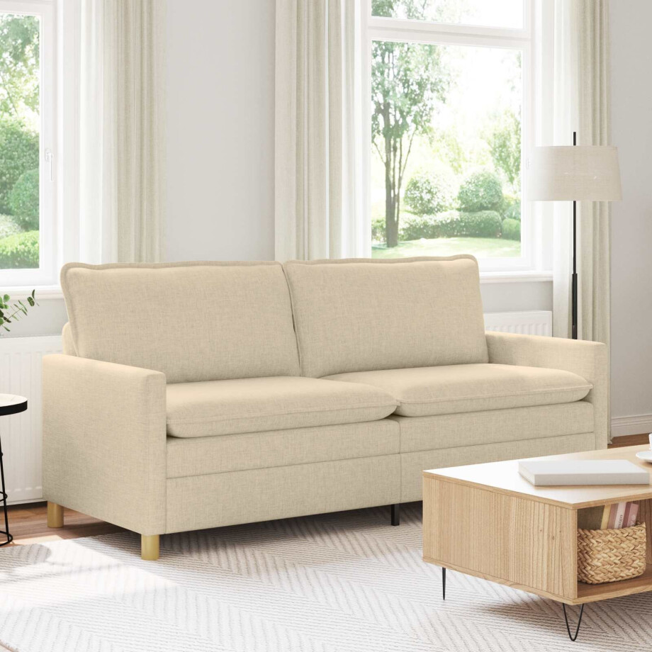 vidaXL Bank Crèmekleurig 196 x 81 x 87,5 cm Stof vidaXL Bank Crèmekleurig 196 x 81 x 87,5 cm Stof afbeelding 1