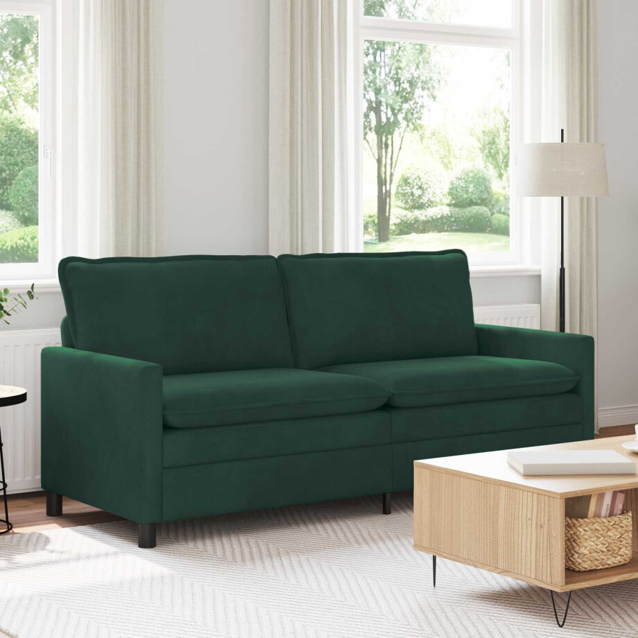 vidaXL Bank Donkergroen 196 x 81 x 87,5 cm Fluweel afbeelding 1