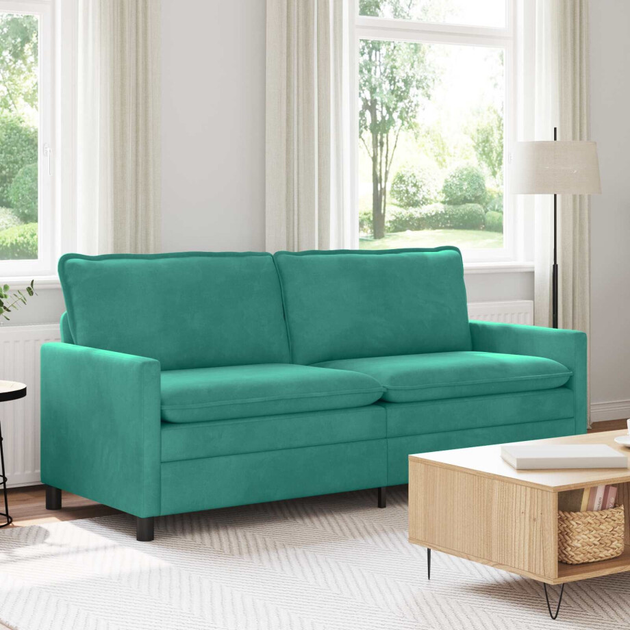 vidaXL Bank Turquoise 196 x 81 x 87,5 cm Fluweel afbeelding 1