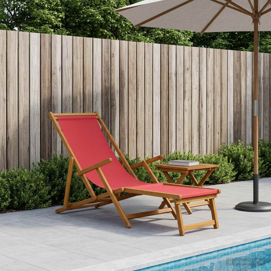 vidaXL Opvouwbare zonnebed 3 Positie Massief Eucalyptus Hout Rood vidaXL Opvouwbare zonnebed 3 Positie Massief Eucalyptus Hout Rood afbeelding 1