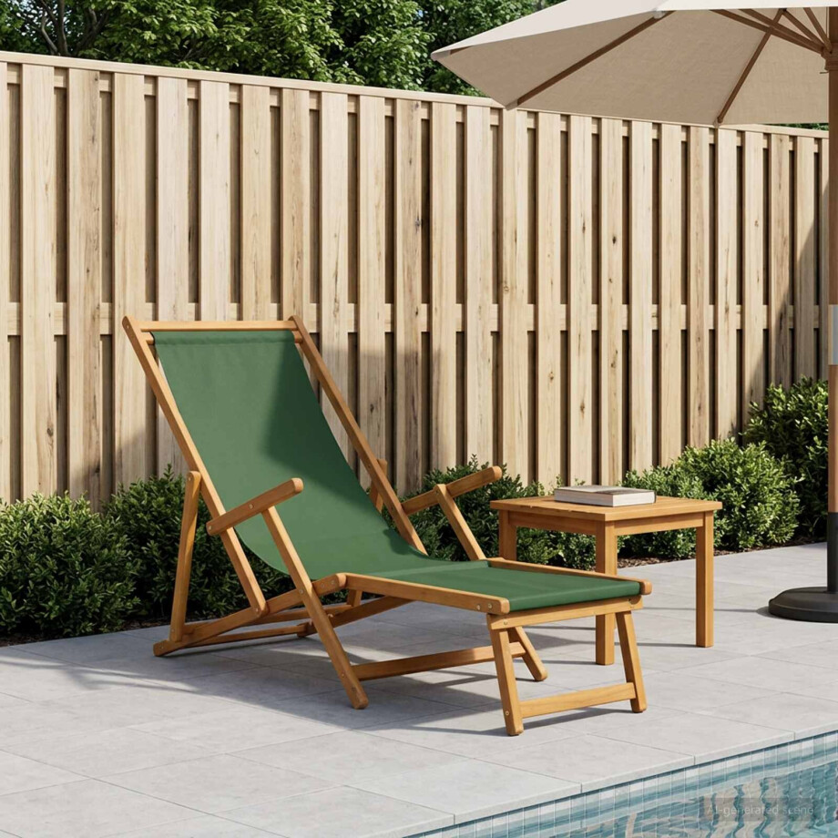 vidaXL Opvouwbare zonnebed 3 Positie Massief Eucalyptus Hout Groen vidaXL Opvouwbare zonnebed 3 Positie Massief Eucalyptus Hout Groen afbeelding 1