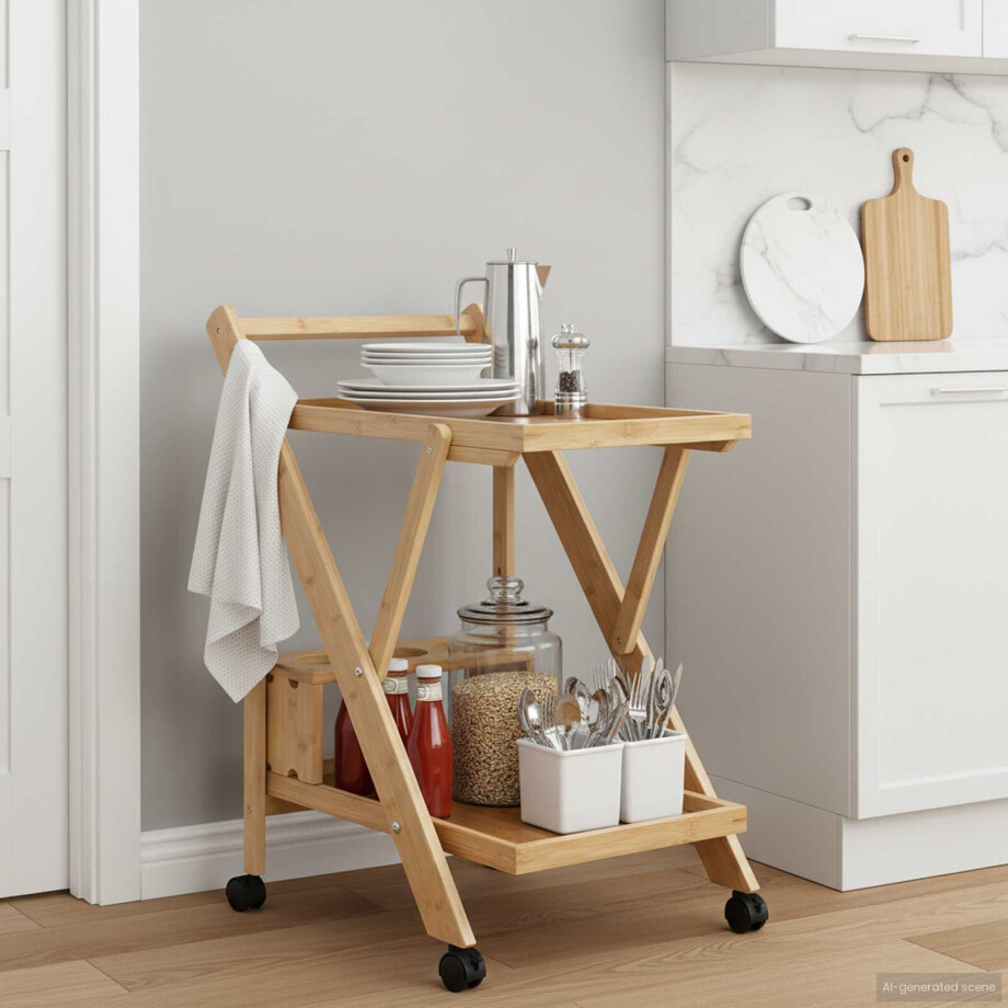 vidaXL Keukentrolley met Wielen Licht Bruin 65 x 40,5 x 76,5 cm Bamboe vidaXL Keukentrolley met Wielen Licht Bruin 65 x 40,5 x 76,5 cm Bamboe afbeelding 1