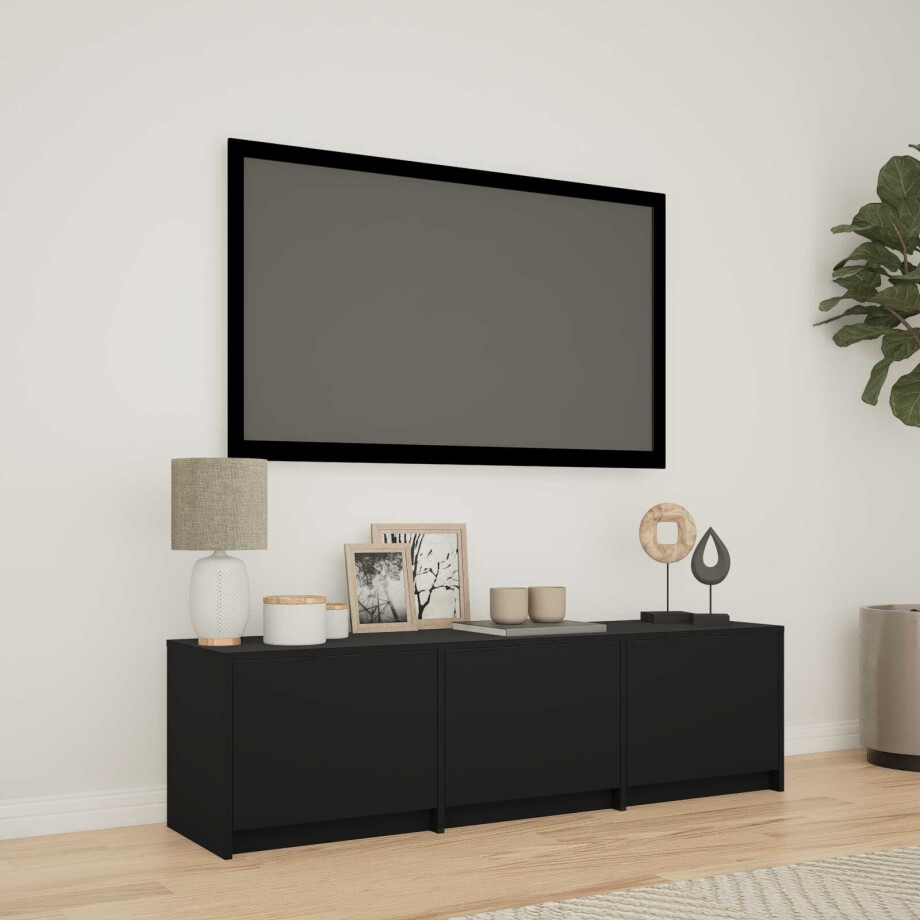 vidaXL TV-kast met LED Zwart 140 x 34 x 40 cm Geconstrueerd hout afbeelding 1