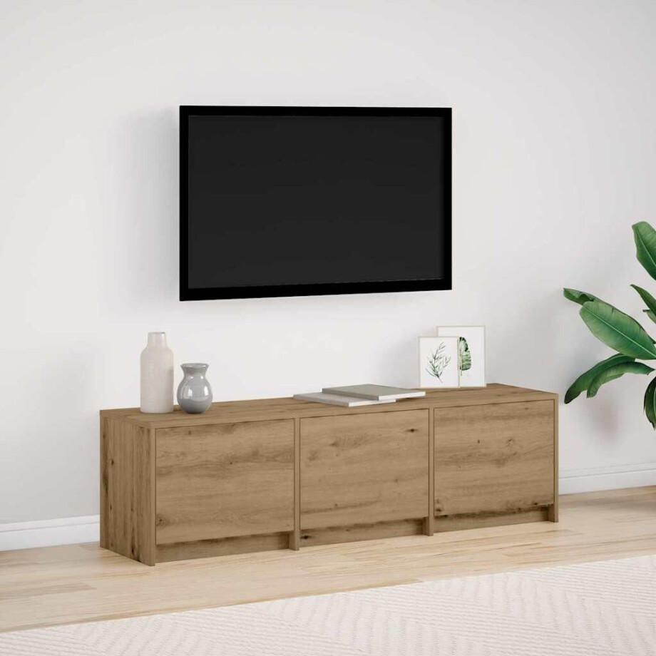vidaXL TV-kast met LED met lade Ambachtelijk eiken 140 x 34 x 40 cm afbeelding 1
