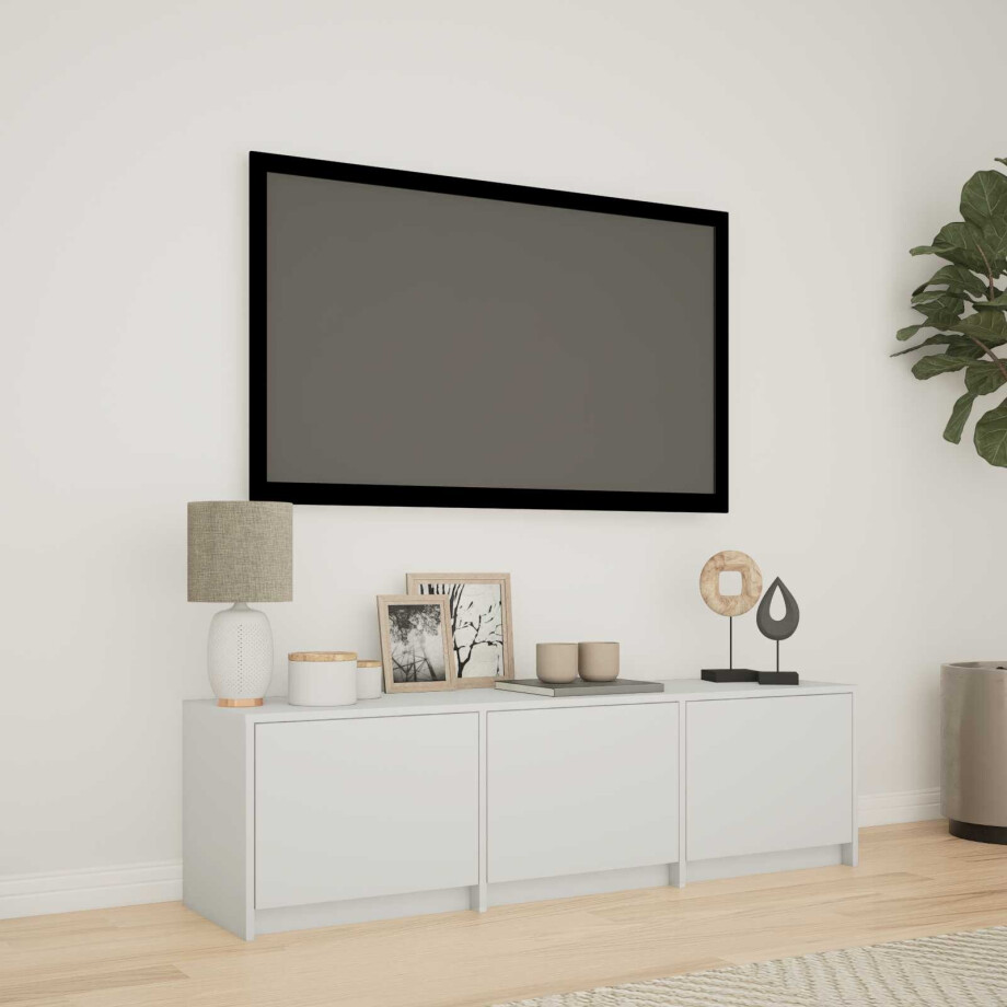 vidaXL TV-kast met LED Wit 140 x 34 x 40 cm Bewerkt hout afbeelding 1