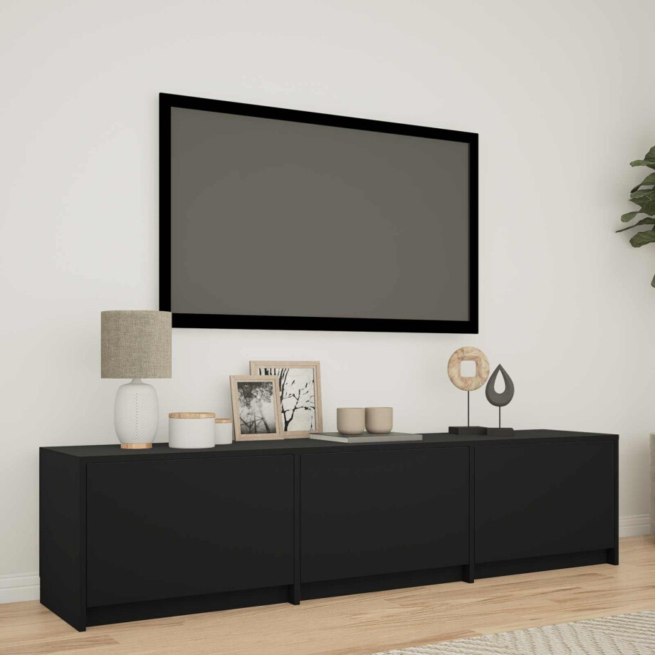 vidaXL TV-kast met LED Zwart 165 x 34 x 40 cm Geconstrueerd hout afbeelding 1