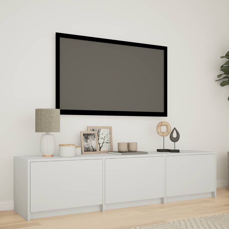 vidaXL TV-kast met LED met LED Wit 165 x 34 x 40 cm Geconstrueerd hout afbeelding 1