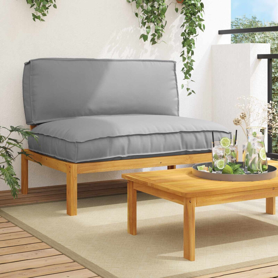 vidaXL Bankstel met kussen Grijs 120 x 92 x 69 cm Massief Acaciahout vidaXL Bankstel met kussen Grijs 120 x 92 x 69 cm Massief Acaciahout afbeelding 1
