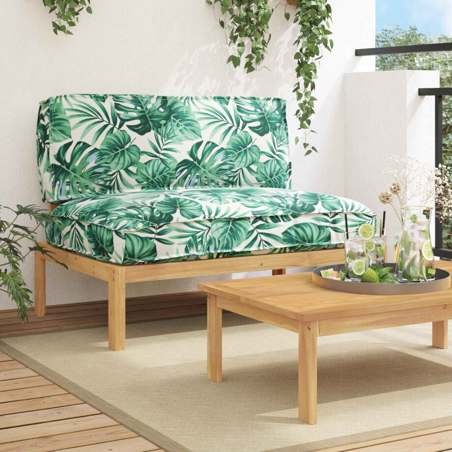 vidaXL Bankstel Blad Bladpatroon 120 x 92 x 69 cm Massief Acaciahout afbeelding 1