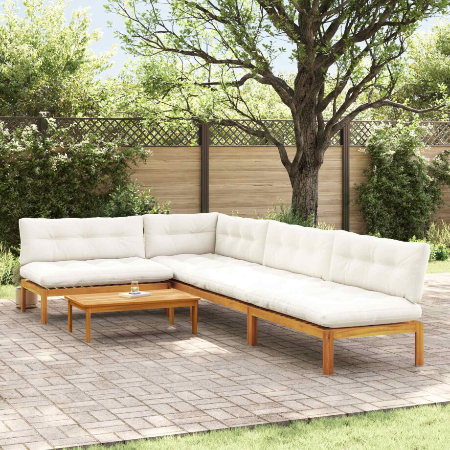 vidaXL 5 Stuk Garden Pallet Sofa Units Massief Acaciahout Naturel vidaXL 5 Stuk Garden Pallet Sofa Units Massief Acaciahout Naturel afbeelding 1