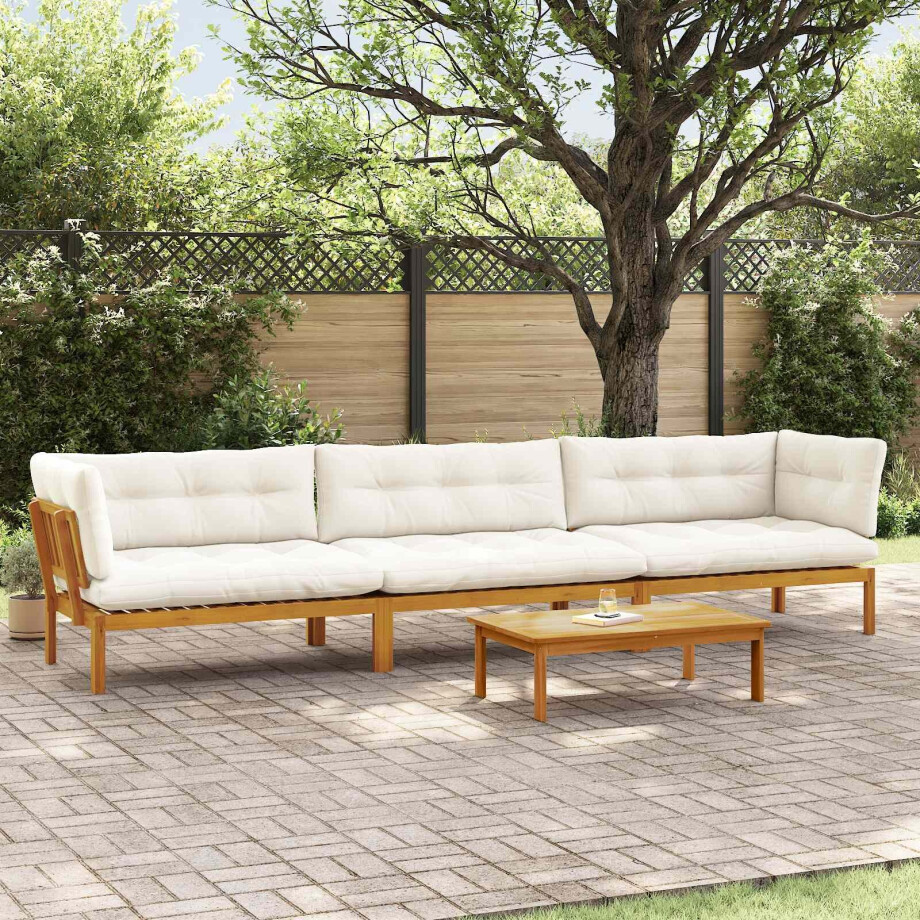 vidaXL 4 Stuk Garden Pallet Sofa Units Massief Acaciahout Naturel afbeelding 1