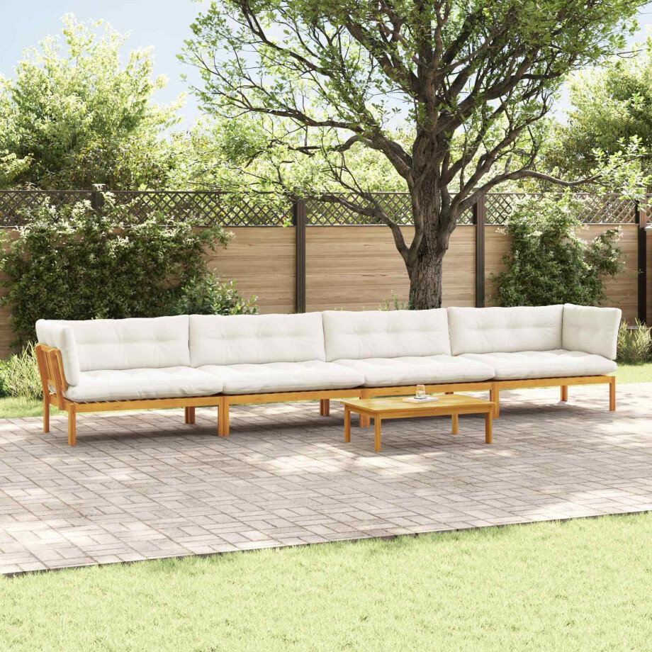 vidaXL 5 Stuk Garden Pallet Sofa Units Massief Acaciahout Naturel vidaXL 5 Stuk Garden Pallet Sofa Units Massief Acaciahout Naturel afbeelding 1