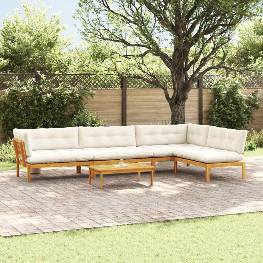 vidaXL 5 Stuk Garden Pallet Sofa Units Massief Acaciahout Naturel vidaXL 5 Stuk Garden Pallet Sofa Units Massief Acaciahout Naturel afbeelding 1