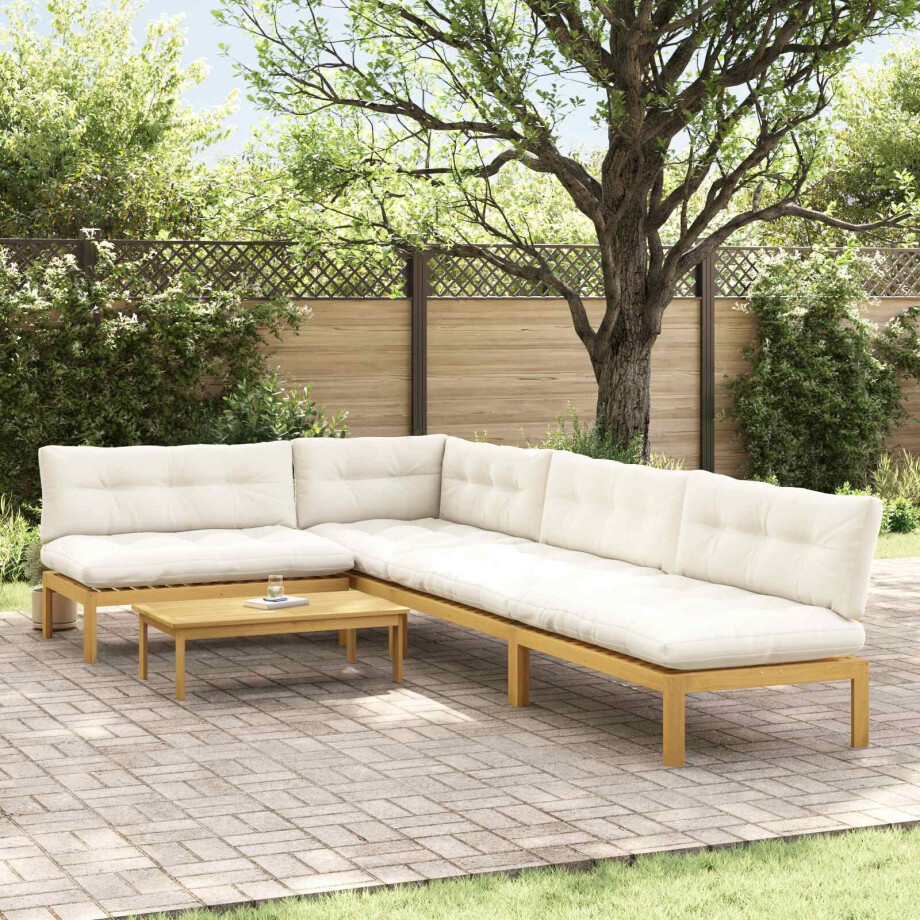 vidaXL 5 Stuk Garden Pallet Sofa Units Massief Acaciahout Licht Bruin afbeelding 1