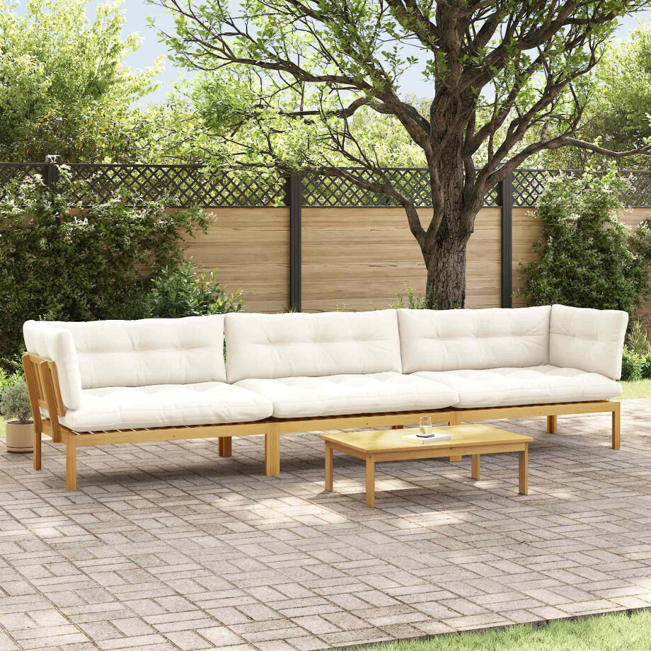 vidaXL 4 Stuk Garden Pallet Sofa Units Massief Acaciahout Licht Bruin vidaXL 4 Stuk Garden Pallet Sofa Units Massief Acaciahout Licht Bruin afbeelding 1
