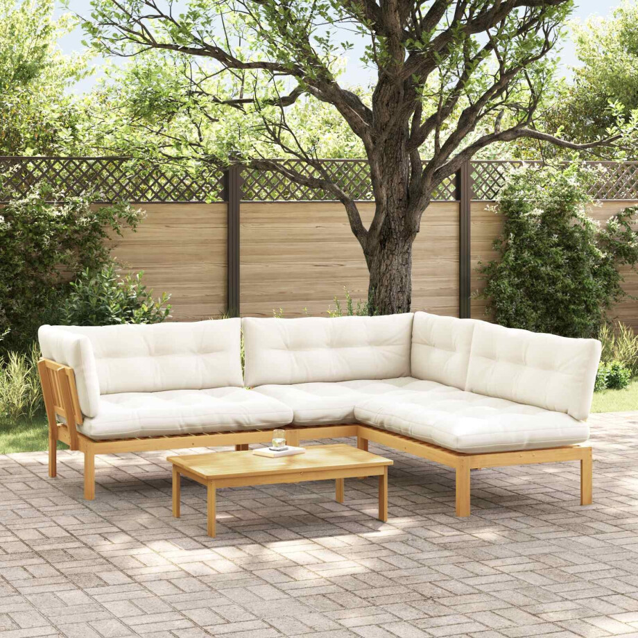 vidaXL 4 Stuk Garden Pallet Sofa Units Massief Acaciahout Licht Bruin vidaXL 4 Stuk Garden Pallet Sofa Units Massief Acaciahout Licht Bruin afbeelding 1