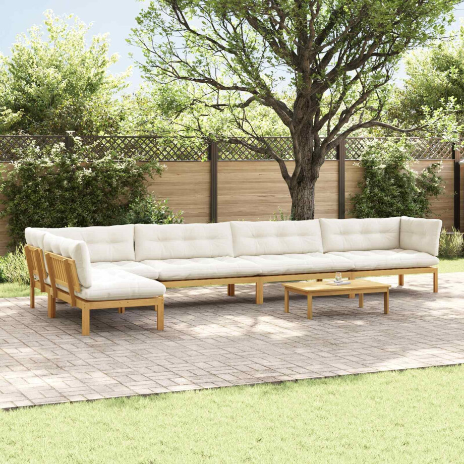 vidaXL 6 Stuk Garden Pallet Sofa Units Massief Acaciahout Licht Bruin afbeelding 1