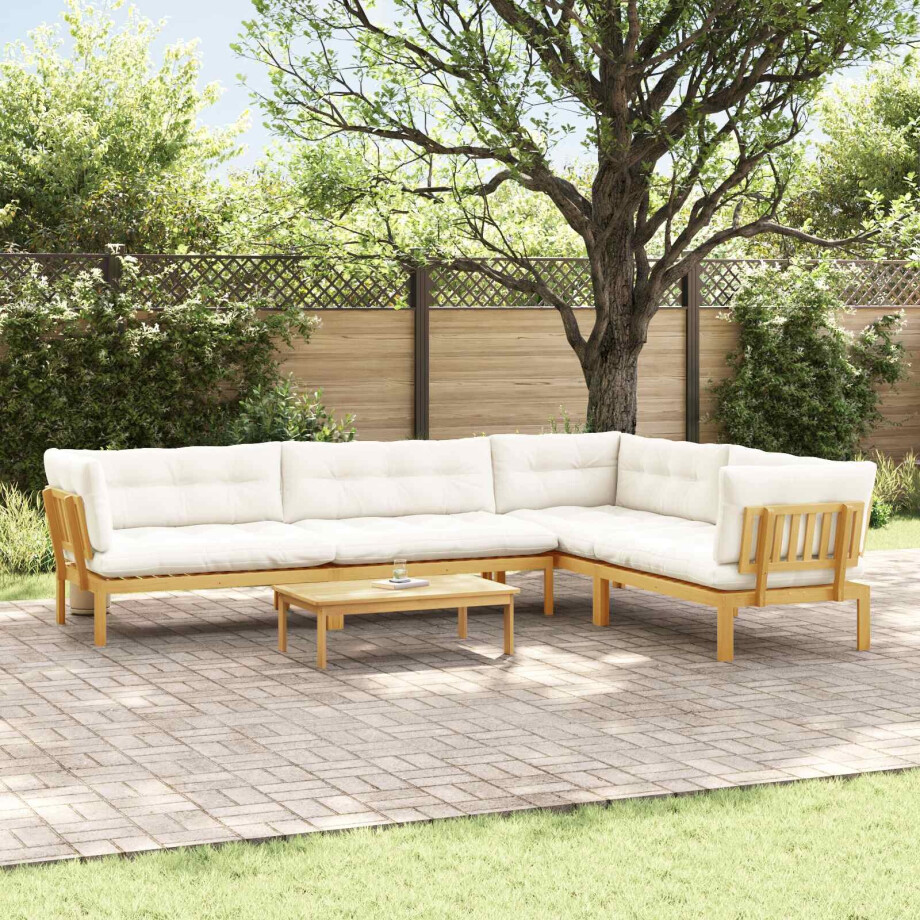 vidaXL 5 Stuk Garden Pallet Sofa Units Massief Acaciahout Licht Bruin vidaXL 5 Stuk Garden Pallet Sofa Units Massief Acaciahout Licht Bruin afbeelding 1