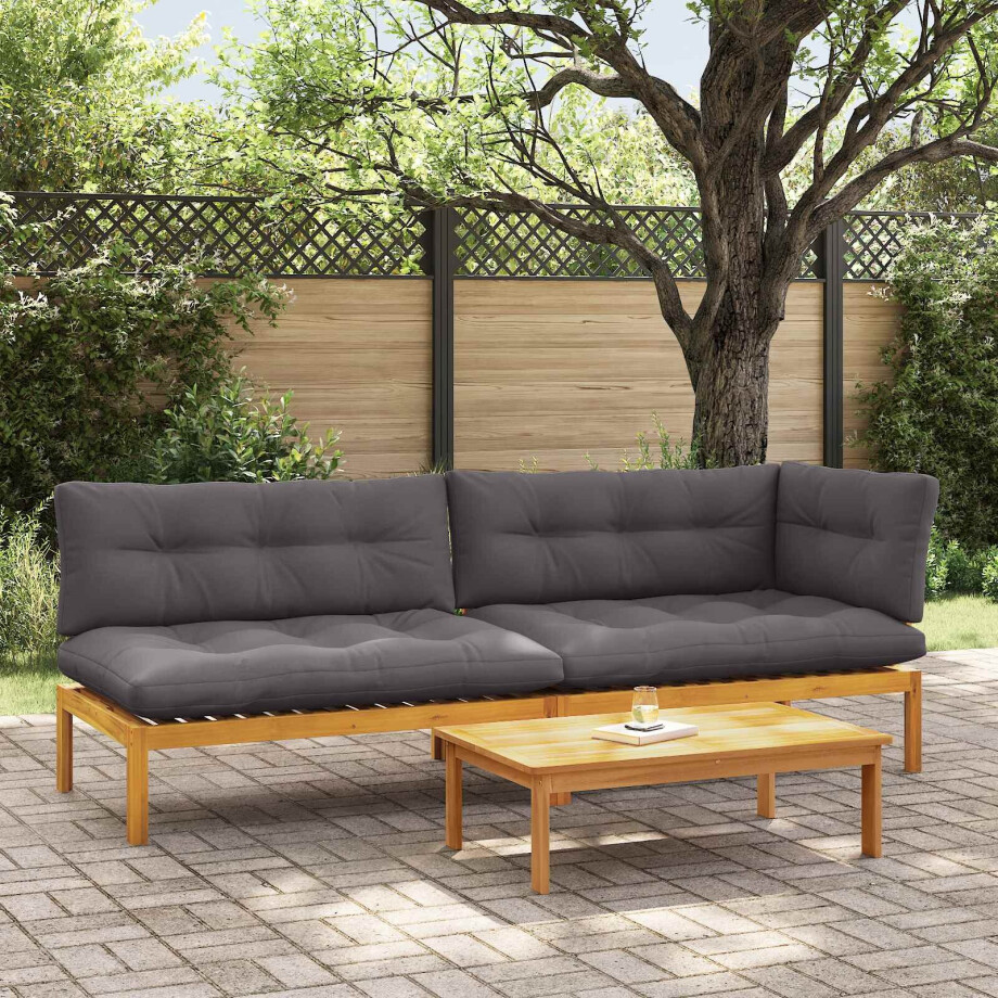 vidaXL 3 Stuk Garden Pallet Sofa Units Massief Acaciahout Naturel vidaXL 3 Stuk Garden Pallet Sofa Units Massief Acaciahout Naturel afbeelding 1